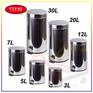 STEKITM 5L, 7L, 12L, 20L, 30L Round Stainless Steel Step-on Waste Bin/Trash Bin/ Garbage Bin
