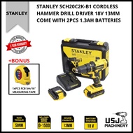 STANLEY SCH20C2K-B1 CORDLESS HAMMER DRILL DRIVER 18V 13MM - COME WITH 2PCS 1.3AH BATTERIES