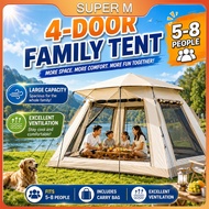 Automatic/Manual Camping Tent Sliver Coated Waterproof Family Khemah Unta Large Space Glamping