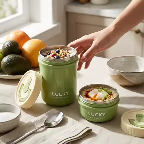 Microwavable 304 Stainless Steel Lunch Box Portable Oat Container Sealed Bento Box Insulated Food St