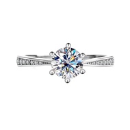 6-prong Moissanite Ring 0.5ct 1ct Round Cut D Color S925 Sterling Silver With GRA Certification Wedd