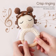 【In Stock】2025 New Arrival Best-Selling Baby Rattle 1-Piece Angel Handmade Crochet Teether Safe Wood