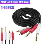 Dual RCA to Dual Mono 6.35mm Male Jack Audio Cable 2RCA to 2 6.5 DVD Mixer for Amplifier Speakers TV