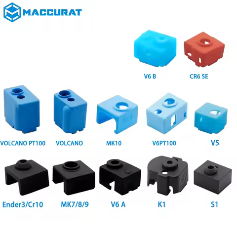 1pc V6/MK8 MK9/MK10/CR10/Ender3/Volnaco Silicone Socks Heater Block Hotend Protector Insulation Slee