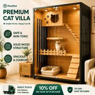 Cat Villa Pet Cage Solid Wood Cage Cat House Wooden Luxury Villa Extra-large Cat House