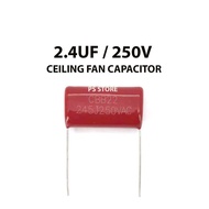 ( 1PCS ) Panasonic/ KDK Ceiling Fan Condenser Capacitor ( 245J ) 2.4UF 250V AC