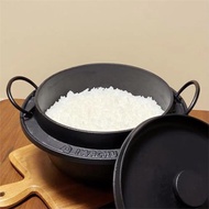 日本南部鐵器深型鑄鐵鍋 日式燉鍋雙耳煲湯鍋耐高溫無涂層燜飯鍋