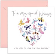 Old English Co. Butterfly Hearts Special Nanny Birthday Card - 60th, 70th, 80th, 90th Nanny Adult Fe