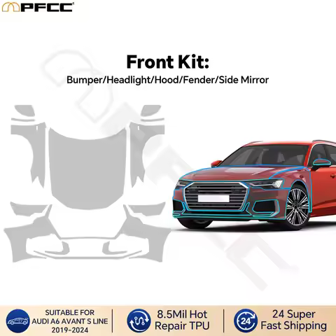 for Audi A6 Avant S Line 2019-2024 Precut Paint Protective Film Front Hood Fender Kit 8.5 Mil TPU PP