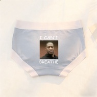 I Cant Breathe George Floyd Memorial Underwear Women S Light Blue Briefs With White Trim And Graphic