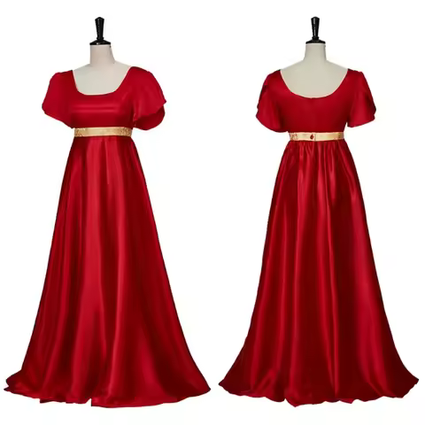 Regency Empire Waist Victorian Ball Gown 19th Century Satin Dress