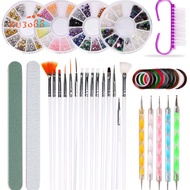 37Pcs/SetNail Art Decor Tool  Art Manicure Buffer Strip Art Makeup Brush  Art Jewelry Set