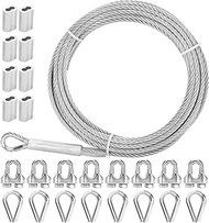Thickened 3/16 Stainless Steel Cable,75ft Wire Rope, 7X19 Strands Aircraft Cable, 3700lbs Breaking S