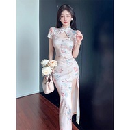旗袍 cheongsam Cheongsam yang diperbaiki setiap hari, gaya Republik China, garpu tinggi, beg seksi, pe