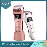 ∈▤Ckeyin Face Massager Ems Led Hot Cold Ion Sonic Vibration Facial Lifting Anti Aging Cleaning Moist