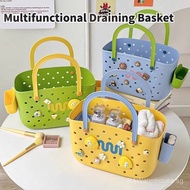 Dopamine-colored portable bath basket Cute large-capacity storage box Bathroom drain basket