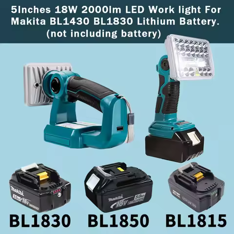 18V 2000LM LED Flashlight Outdoors Spotlight Light for Makita BL1430 BL1830 Lithium Battery USB Outd