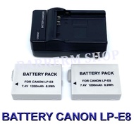 LP-E8 \ LPE8 แบตเตอรี่ \ แท่นชาร์จ \ แบตเตอรี่พร้อมแท่นชาร์จสำหรับกล้องแคนนอน Battery \ Charger \ Battery and Charger For Canon EOS 550D,600D,650D,700D,Rebel T2i,T3i,T4i,T5i,Kiss X4,X5,X6i,X7i BY BARRERM SHOP