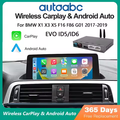 Wireless CarPlay Android AutoFor BMW X1 X3 X5 F16 F86 G01 G03 EVO ID5/ID6 2017-2019 with Interface U