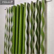 CA55Y - Spiral Green Mid Sold Per Pc or 3in1 Set Ring Curtain ( 5ft - 152cm To 7ft - 213cm )
