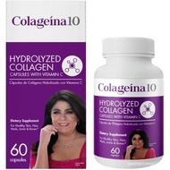 Colageina 10 Hydrolyzed Collagen Capsules with Vitamin C - Anti-Aging Dietary Supplement for Healthy