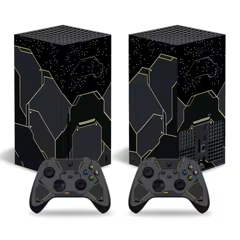 For X-box Series X Console and 2 Controllers Skin Sticker Geometric Lattice Protective Vinyl Decal F