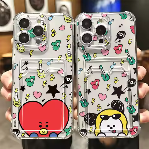 Cartoon B-BTS Card Hold Phone Case For Samsung Galaxy S26 S25 S24 S23 S22 S21 S20 FE Edge Plus Ultra