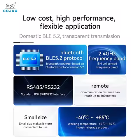 Industrial Grade 2.4GHz BLE5.2 RS485/RS232 to Bluetooth Wireless Converter COJXU EWD104-BT57(485) Mo