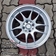 NEW SPORT RIM 15x7.5 et35 4x100 Cp2 Silver ml Johor Baru