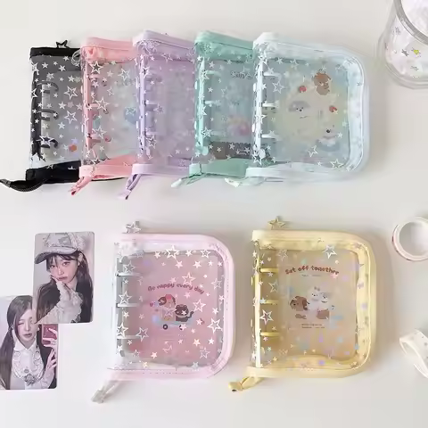 1pc Portable PVC A8 Card Binder Star Glitter Print Loose-leaf 3 Inch Photo Album Kpop Photocard Hold
