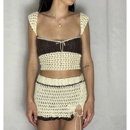 Y2k crochet wool set-Y2k top and skirt set