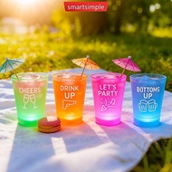 SMARTSIMPLE 50ml LED Vibration to Light Up Shot Glasses Plastic Flashing Party Cups with Batteries f