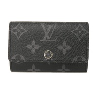 LOUIS VUITTONMulticles 6 鑰匙包，現款，LV 標誌，花卉圖案，黑色/灰色，RFID，IC 晶片，6 鑰匙位，按扣開合，全新未使用，Monogram Eclipse Noir 帆
