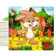 1pc 14.7cm/5.79in Wooden Puzzle Cartoon Animals Rabbit Pattern Jigsaw Puzzles Game Kids Educational 