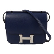 HERMES Epsom皮革Constance Mini肩背袋Bleu Saphir