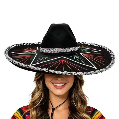 Mexican Sombrero Hats Large Brim Traditional Dress Up Headwear Mexican Sombrero Hat for Halloween Ma