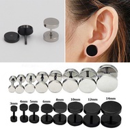 Stainless Steel Fake Plug Tunnel Stud Earrings Kit Men Round Earrings Set