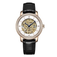 Solvil et Titus Exquisite Women 3 Hands Mechanical in Silver White Dial and Black Leather Strap W06-03232-001