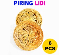 Piring Anyaman Rotan Bambu / Piring Lidi 6 Pcs /Piring Anyaman Rotan