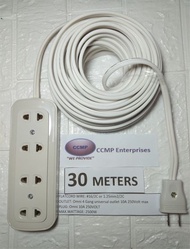 30 meters Heavy Duty Extension Cord wire (4)Four Gang flat cord #16 white wire