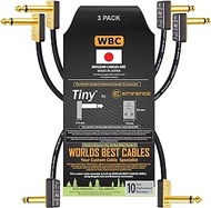 WORLDS BEST CABLES 3 Units - 18 Inch - Pedal, Effects, Patch, Instrument Cable Custom Made Using Mogami 2319 Wire &amp; Eminence Tiny Gold-Plated Angled TS Connectors