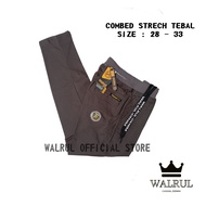 WALRUL Celana Panjang Pria Dewasa Chino Polos Formal Slimfit Ukuran Standar Rip Pinggang Karet melar