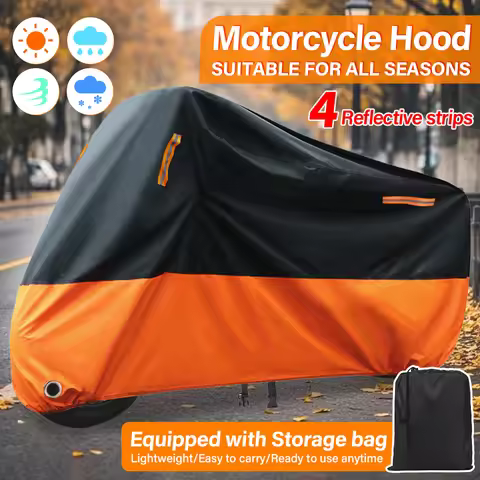210D 2XL 4XL Waterproof Motorcycle Cover Outdoor Motorcycle Protective Cover with Reflective Strip Y