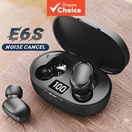 E6S Black Color Earbuds Noise Cancelling Wireless TWS Bluetooth Earphones With Mic Stereo Sound LED 