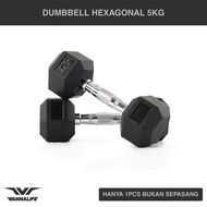 Hexagon Dumbbell 5kg Wannalife | Dumbel Dumbell Hexagonal Dumbbell 5kg Kilogram Iron