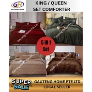 (Set Comforter)New King / Queen Set Comforter with 2 pillow case and 1 bolster case set