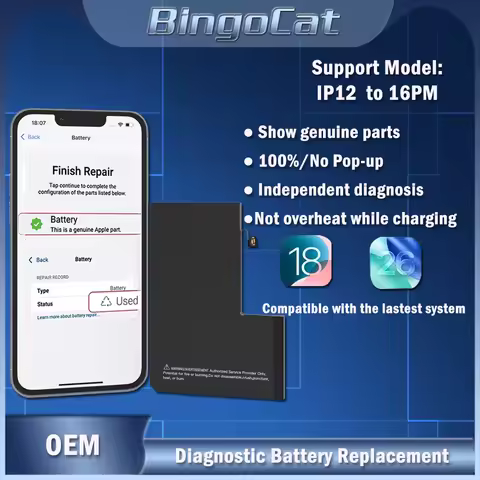 Diagnostic Battery Replacement for iPhone 12/13/14/15 Mini/Plus/Pro/Promax No Pop up Error Message C