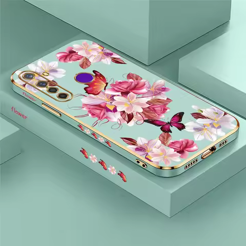 Case For OPPO Realme 7 7i 6S 6i 6 5 3 5i 2 Pro 5S Luxury Butterfly Flower Pattern Plating Shockproof