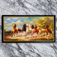 Wall decoration painting print 7 HD horses plus frame size 100 x 50 cm