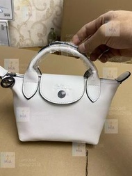 🦋Longchamp Le Pliage Cuir 牛皮 米白色 迷你餃子包 手提包 單肩包 斜挎包 女款